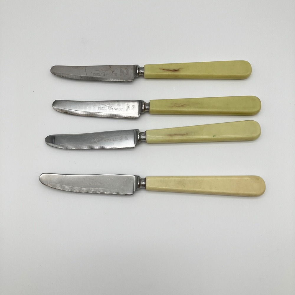 Gangers & Bowers Steak Knives Vintage SAL RR Set of 4 Cream Sheffield England